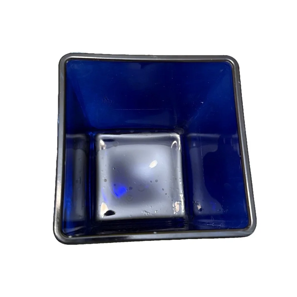 Teleflora Cobalt Blue Square Glass Vase Made in Poland Floral Gift Vase Vintage‎